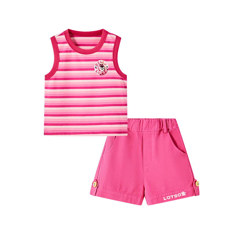 Disney Children's Summer Set, Baby Striped Sleeveless Top And Shorts Two-Piece Suit, 2026 New Style Girls' Casual Outfit