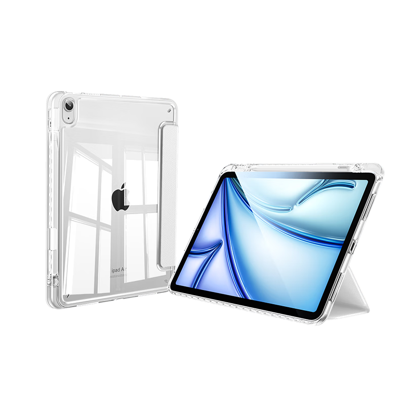 Shanmo Compatible with IPad 11/10 Protective Case for Both 25/22 Models, IPad 11/10 Generation Protective Cover with Pencil Holder, Apple 11/10 Generation Acrylic Transparent Gray