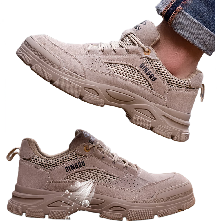 Dinggu Safety Shoes for Men, All-Season Non-Slip Wear-Resistant Anti-Smashing Anti-Puncture Steel Toe Work Boots JD1183MHW44
