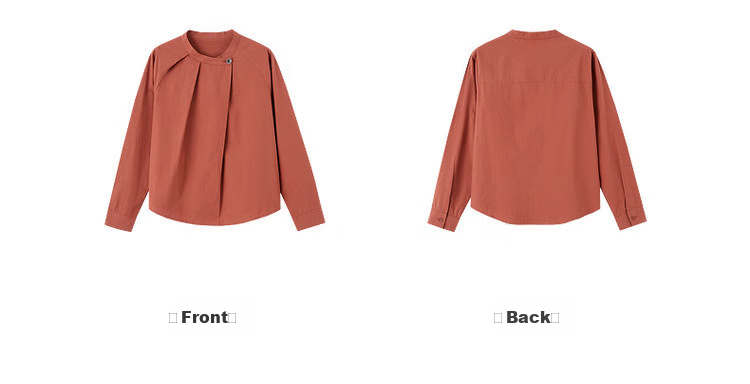 Dme [Pure Cotton Comfort Zone] Spring Chinese Style New Chic Pleated Round Neck Shirt, Lazy Loose-Fitting Blouse Top 8