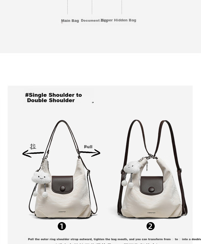 C.BANNER Women's Handbag, Cowhide Shoulder Bag, Crossbody And Backpack, Light Luxury Versatile Brand, Birthday Gift for Girlfriend on May 20 5