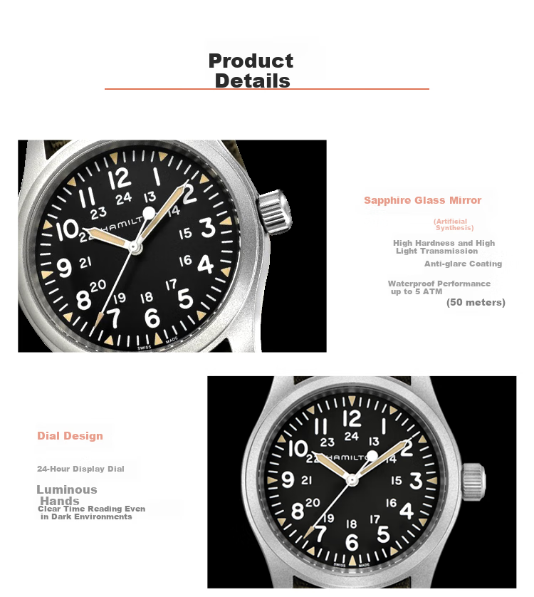 Hamilton Khaki Field Manual Wind-Up Mechanical Watch, Swiss Watch, "Sonic the Hedgehog" Movie Editio 3