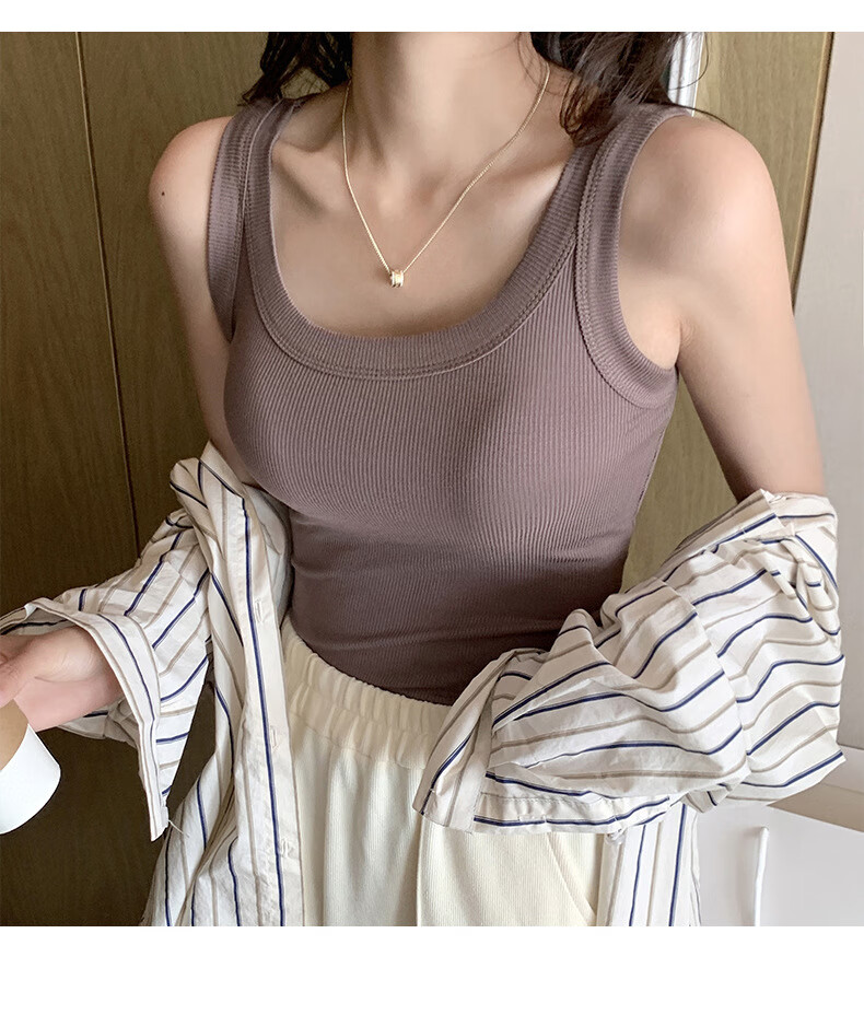 Langsha Women's Summer 2026 New Ribbed Slim Fit Camisole Tank Top for Layering and Outerwear 28