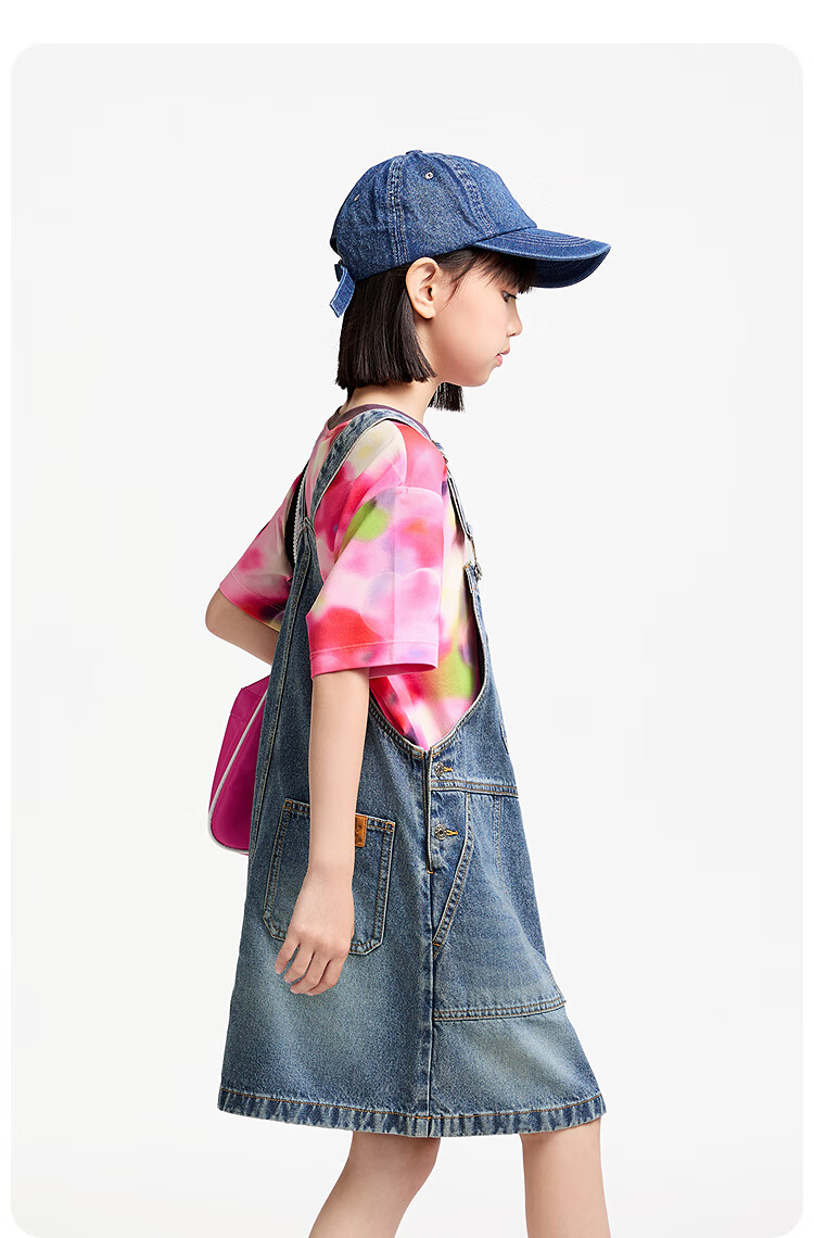 Annil Girls' Round Neck Short-Sleeve T-Shirt, 2025 Summer New Style, Elastic Colorful Loose Gradient Fashion Top 6