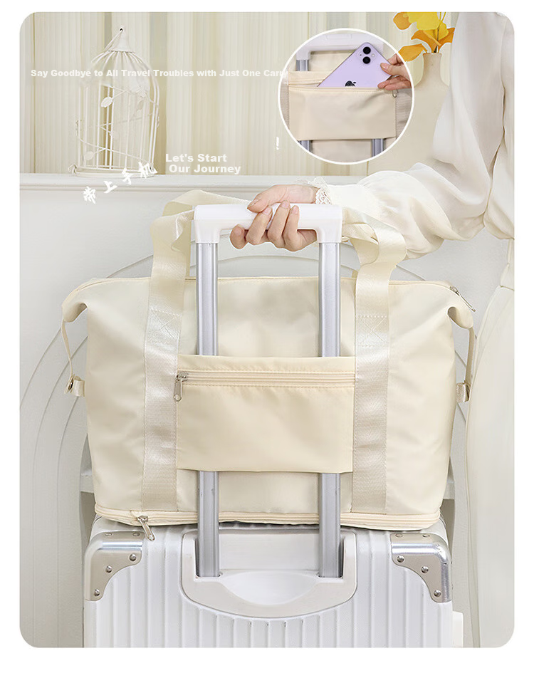 QDZX Oxford Cloth Travel Bag, Large Capacity Luggage Bag, Wet And Dry Separation, Swimming Sports Fitness Maternity Bag, Off-White, 1 Piece, 094 3