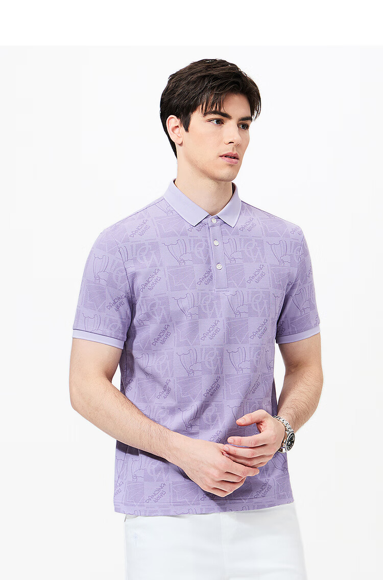 DANCING WOLVES [7A Antibacterial] Summer Cool-Feeling All-Over Hot Air Balloon Casual Men's Short-Sleeve POLO 001 Black XL(180) 8
