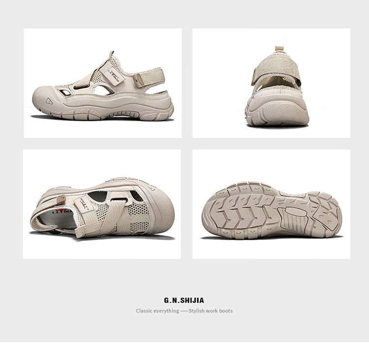 Bull Family Baotou Men's Summer Breathable Hollow Beach Sandals Outdoor Casual Sports Creek Shoes Men's Hole Shoes 27