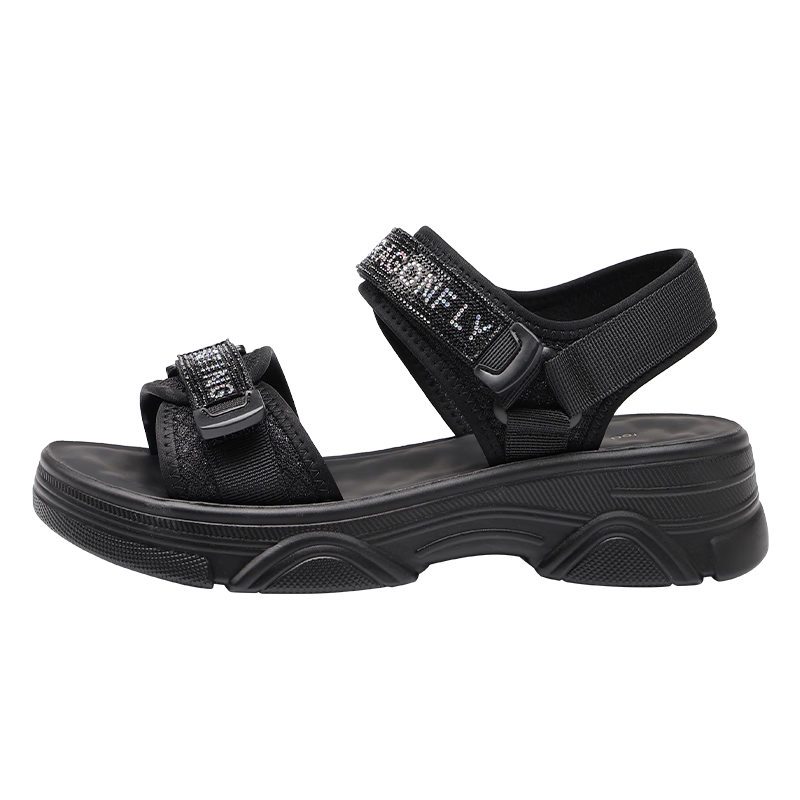 RED DRAGONFLY Women's Sandals, Summer Versatile Soft-Soled Casual Outdoor Thick-Soled Sports Beach Shoes for Women WTK25157 Black Size 37
