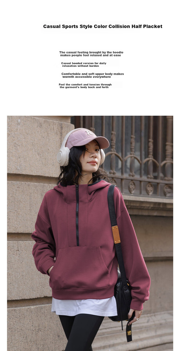 Dme [Urban Outdoor] Spring Sports Color-Block Hoodie with Drawstring Collar, Loose And Comfortable, Slimming Women's Sweatshirt 1