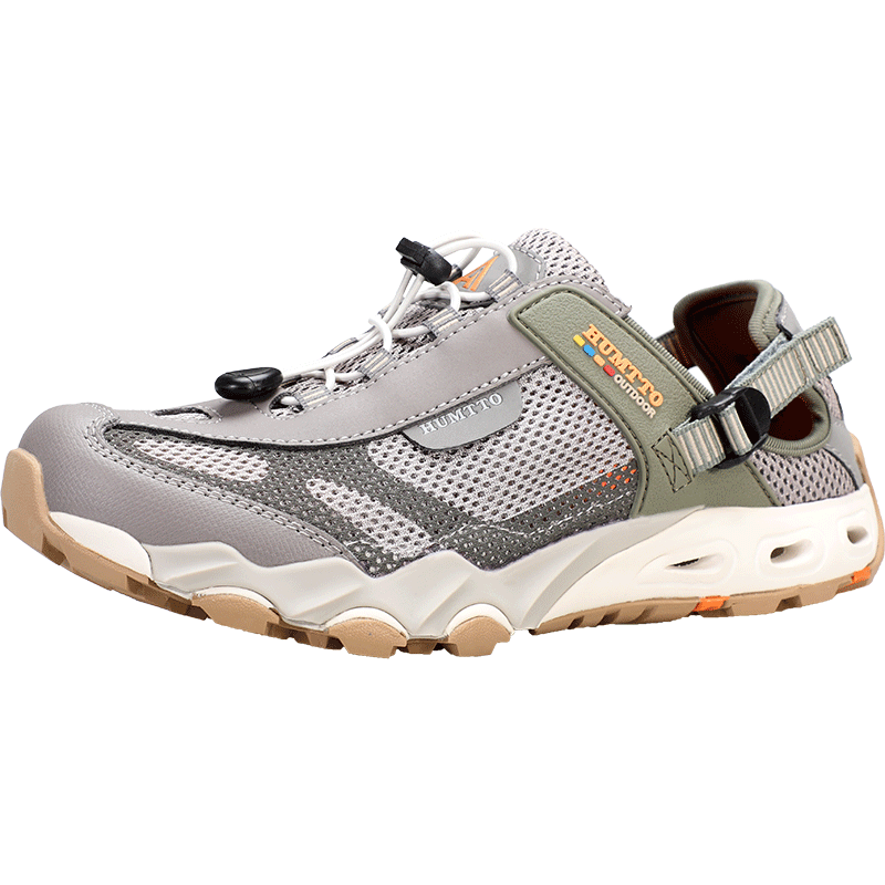 HUMTTO Summer Outdoor Creek Shoes Breathable Mesh Hiking Shoes for Men Comfortable Mesh Water Shoes Light Khaki Size 43