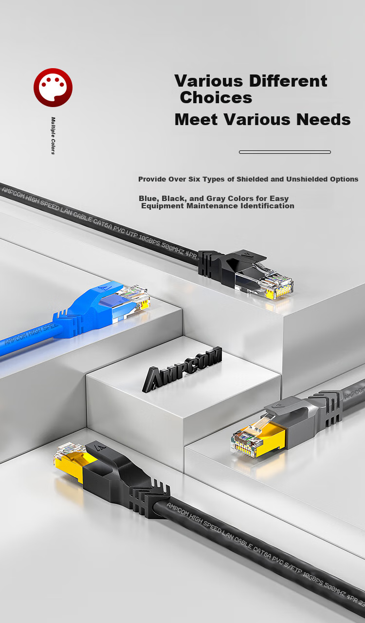 AMPCOM 10 Gigabit Cat6A High Flexible Industrial Network Cable, CAT6A Unshielded UTP Oxygen-Free Copper, 0.3 Meter Ultra-Flexible High-Speed Router Computer Network Patch Cord, Black AMC6ABK3 11
