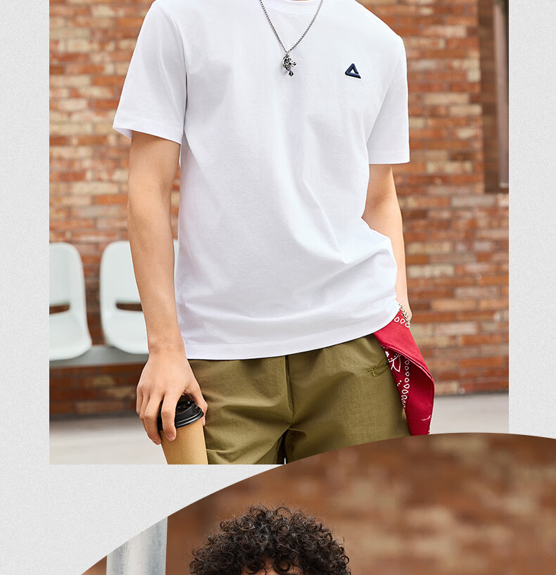PEAK Men's Summer Short Sleeve Pure Cotton Casual Loose Breathable Outdoor Xinjiang Cotton Sports Base T-Shirt DF652430 48