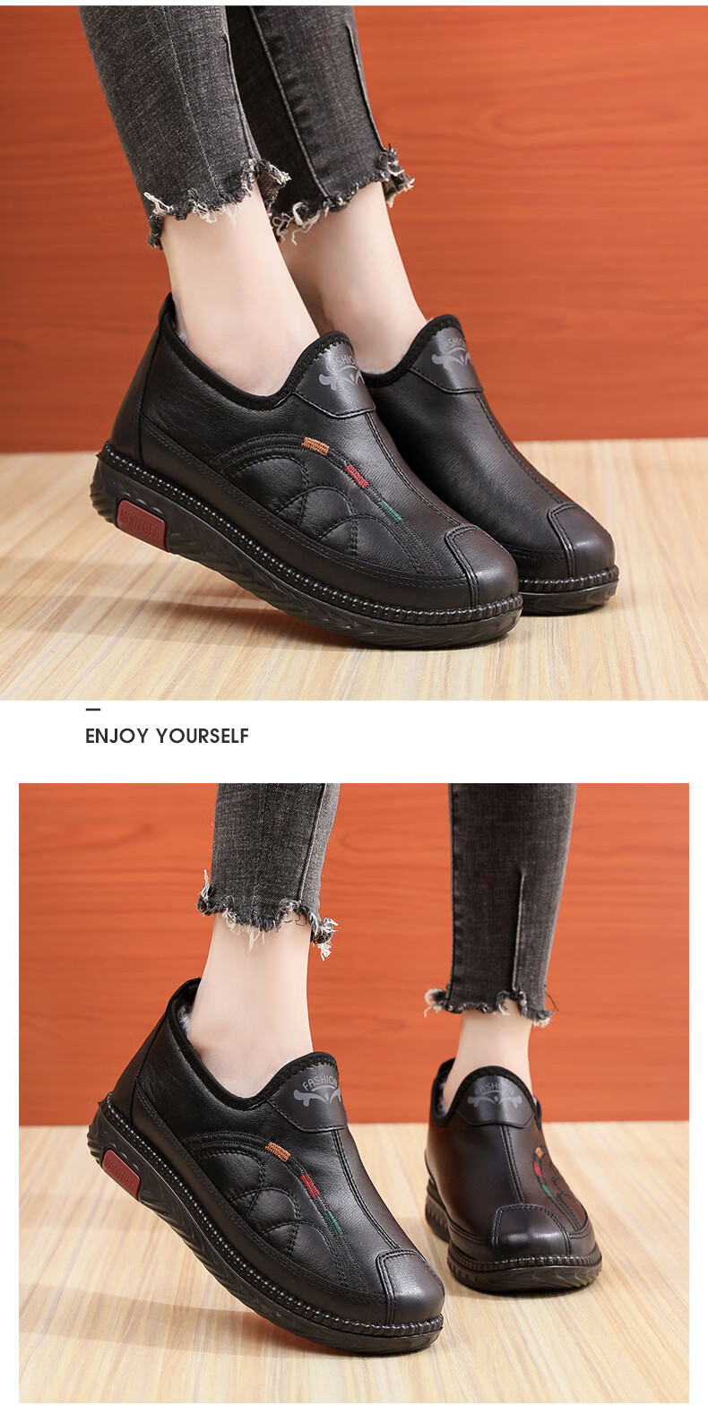 Ankang Old Beijing Cloth Shoes for Women, Winter Fleece-Lined Warm Middle-Aged And Elderly Mom Cotton Shoes Soft Sole 78977 Red 35 16