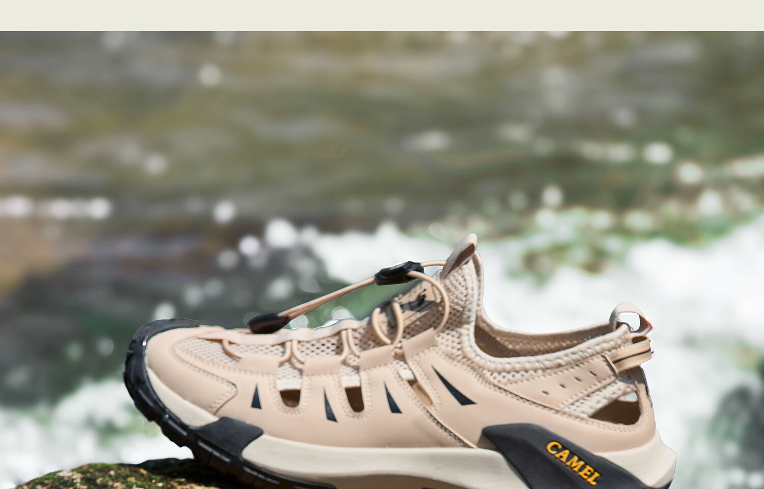 CAMEL Lightweight Breathable Slip-On Comfortable Soft Elastic Urban Outdoor Hiking Sandals Men G15M342010 Green/Black Size 44 25