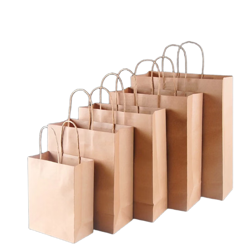 Zhaoshen Kraft Paper Gift Bags, Handbags for Mid-Autumn Festival Gifts, Wedding Favor Bags, High-End Gift Bags, Natural Color Medium Size 21*11*27cm (30 Pieces)