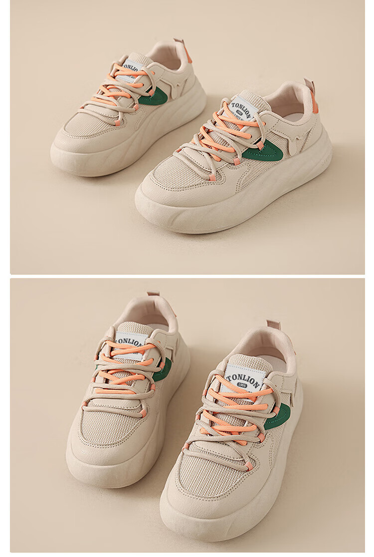 TonLion Women's Spring Summer Student Sneakers Thick Sole Height Increasing Casual White Green Shoes Size 40 17