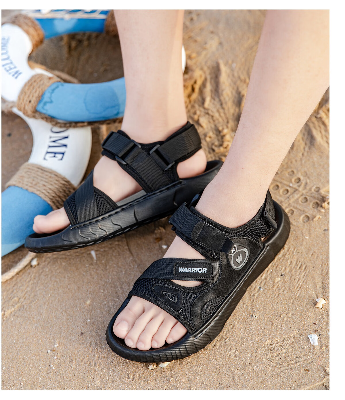 Warrior Men's Summer Outdoor Casual Comfortable Sandals Fashionable Breathable Versatile Non-Slip Shoes Black Size 41 13