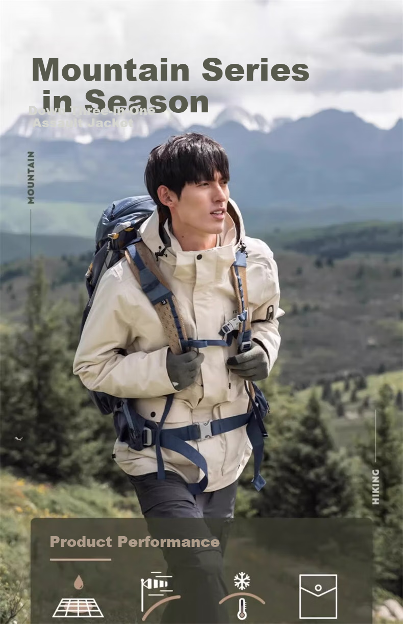 DECATHLON Windproof And Waterproof Detachable Down Three-In Jacket, Outdoor Warm Mountaineering Coat, Men's Style 4684654 2