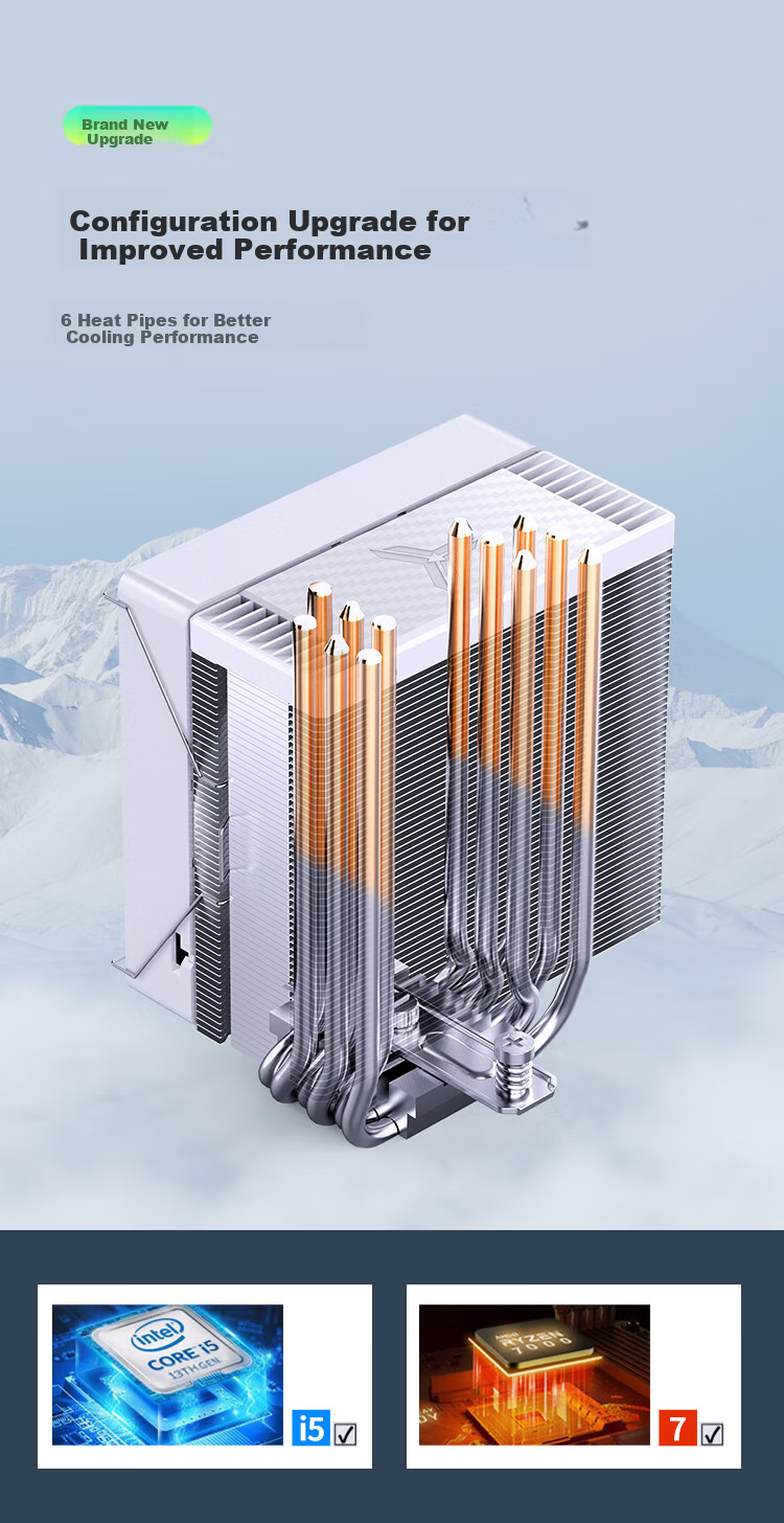 JONSBO CR-1000MAX V2 ARGB Edition White Model, CPU Air Cooler (6 Nickel-Plated Heat Pipes, Motherboard ARGB Sync, PWM Fan, Multi-Platform, Thermal Paste Included) 2