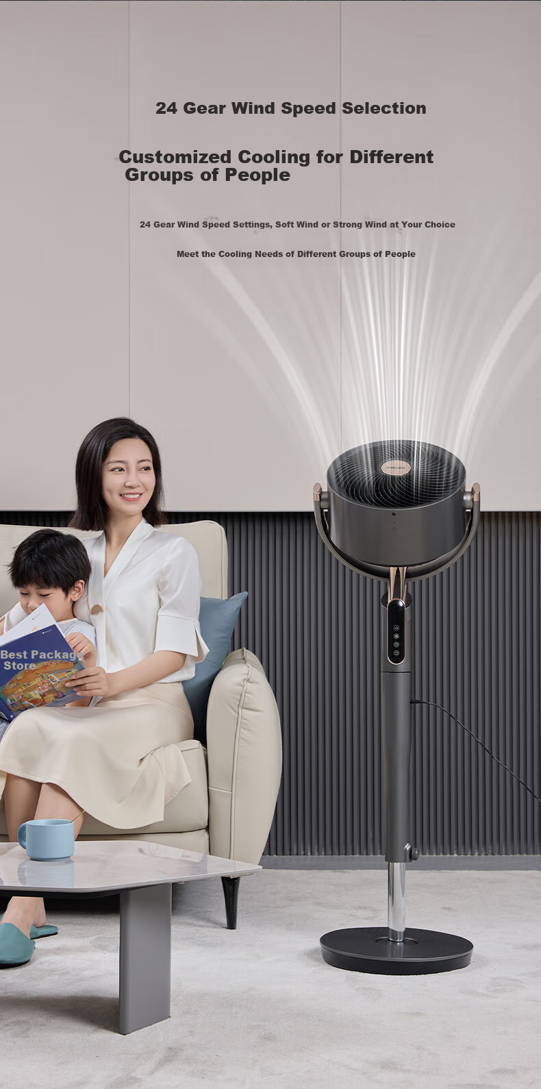 PHILIPS Gentle Wind Quiet Air Purifying Circulation Fan Electric Fan Floor Fan 3D Oscillation Household DC Inverter Fan Smart Voice Control Fan ACR4242CFV 7