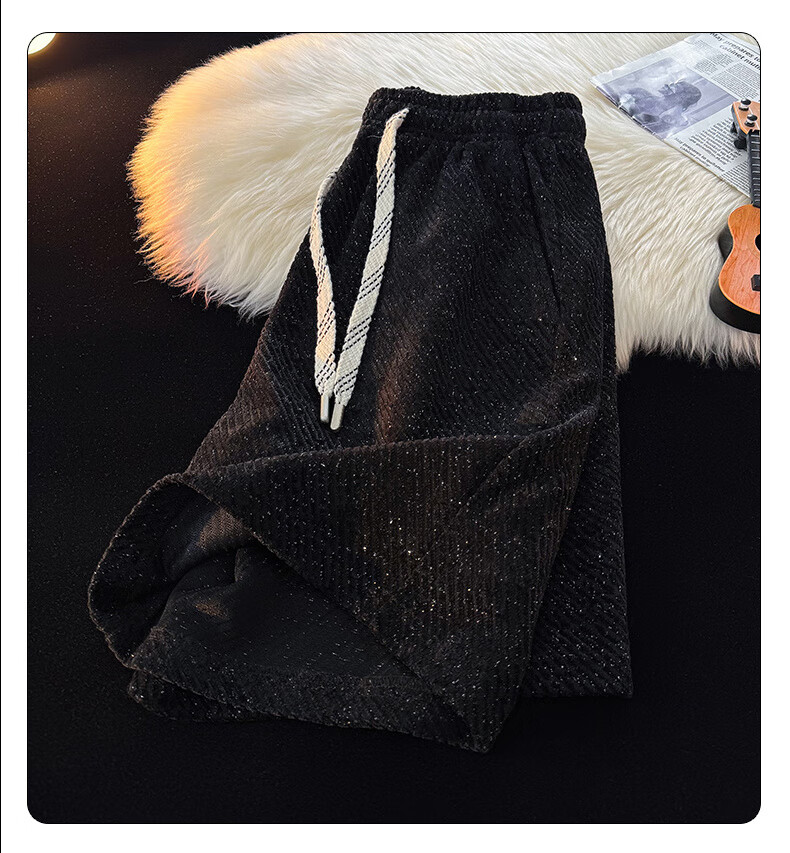 POUM American-Style Trendy Shorts for Men, Summer Casual Ice Silk Sports Beach Shorts, Style 6678, Black, Size L 11