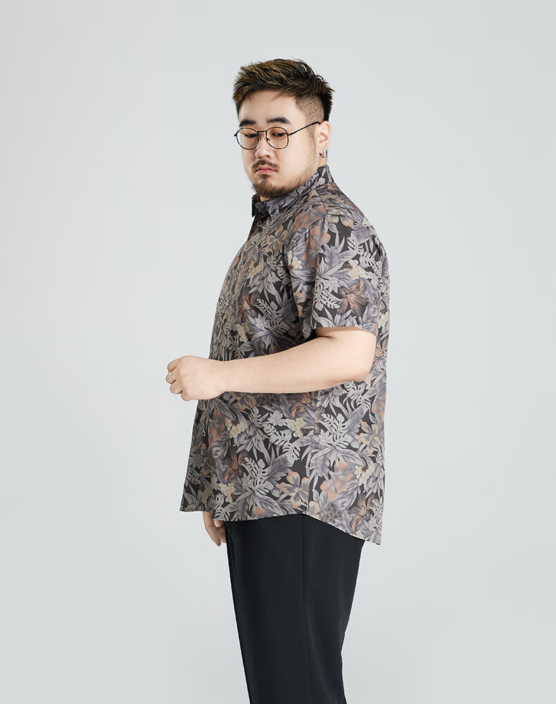 Ayoupang Large Size Summer Elastic Seamless Floral Shirt, Loose Fit, Plus Size Short Sleeve Shirt for Me 4