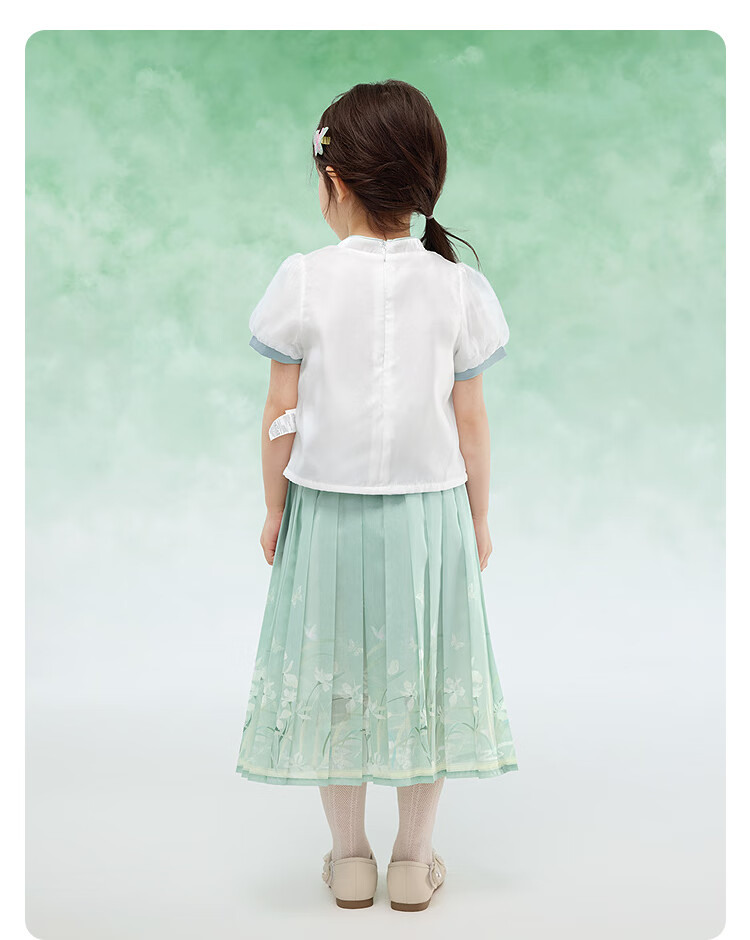 BALABALA Girls' Horse-Face Skirt Children's Outfit Summer New Embroidered Shirt Short Skirt New Chinese Style 11