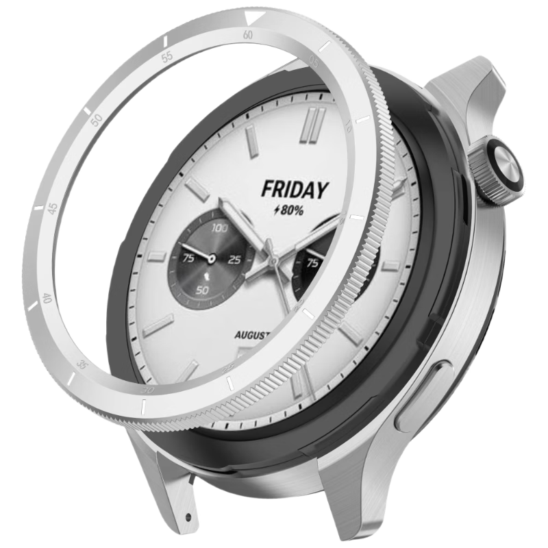 CHENSONG Compatible with Xiaomi Watch S3 Metal Band, Xiaomi S4 Watch Strap, Smart Sports Watch Accessory, Silver Scale Marking