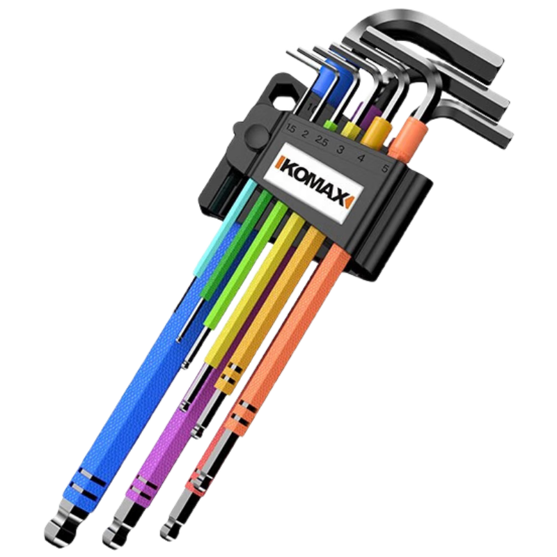 KOMAX Hex Key Wrench Set Rainbow Ball Head Extra Long Hex Screwdriver Wrench Universal Tool Kit