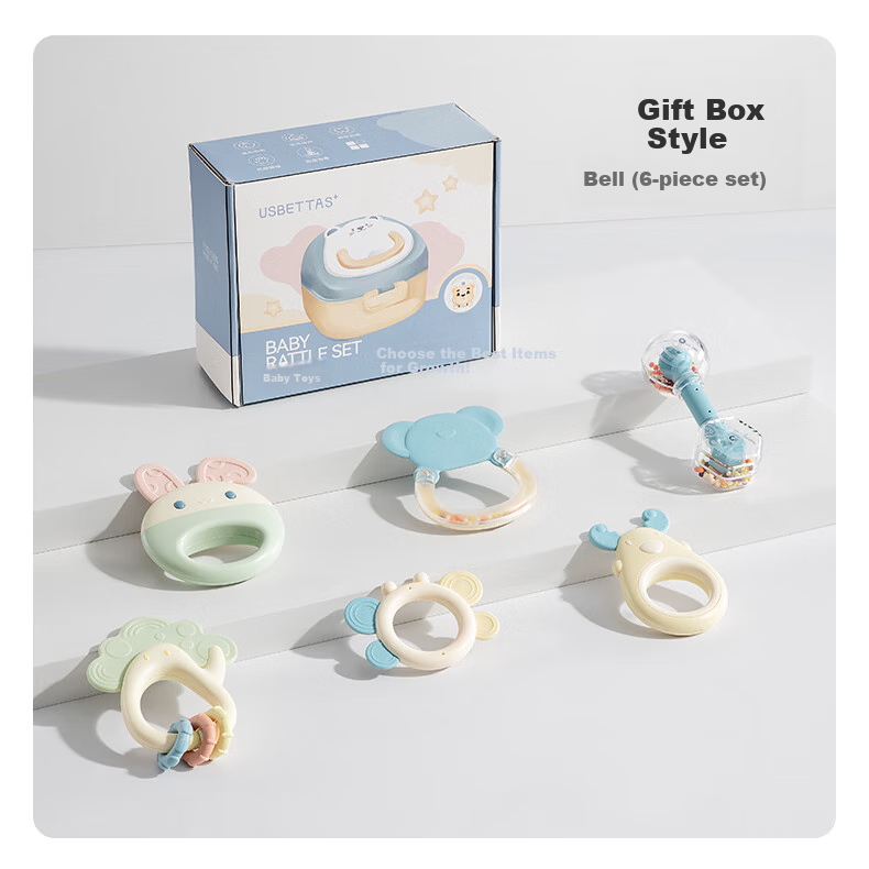 Beitaisi Baby Rattle Toy, Chewable Teether, Infant Toy Gift Box, 0-6 Months And 1 Year Old Grip Training, 6-Piece Set 23
