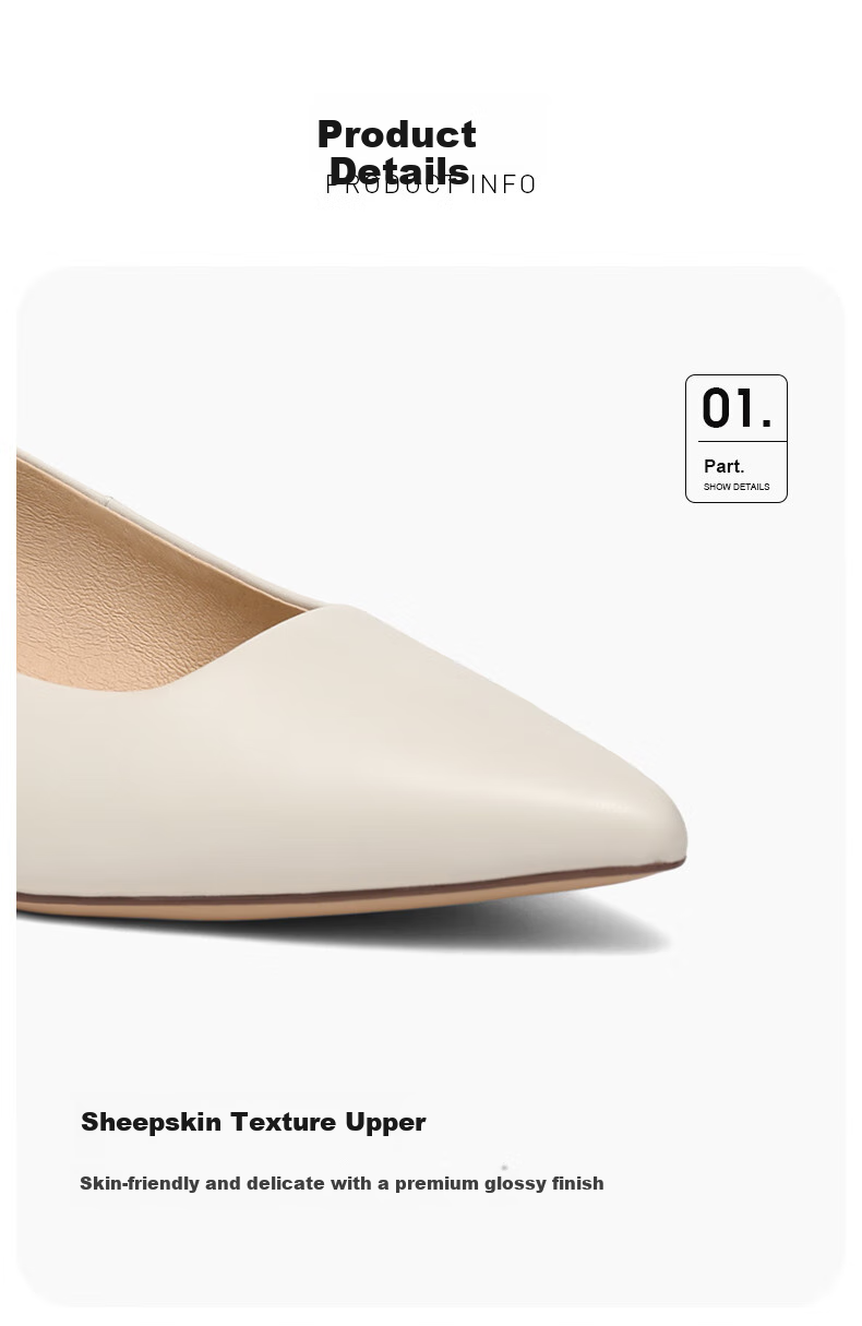 SENDA High Heels, Women's Sexy Thin Heel, Comfortable Genuine Leather, Commuter Pointed Toe Low-Cut Pumps ZTC02CQ3, Beige, Size 35 3
