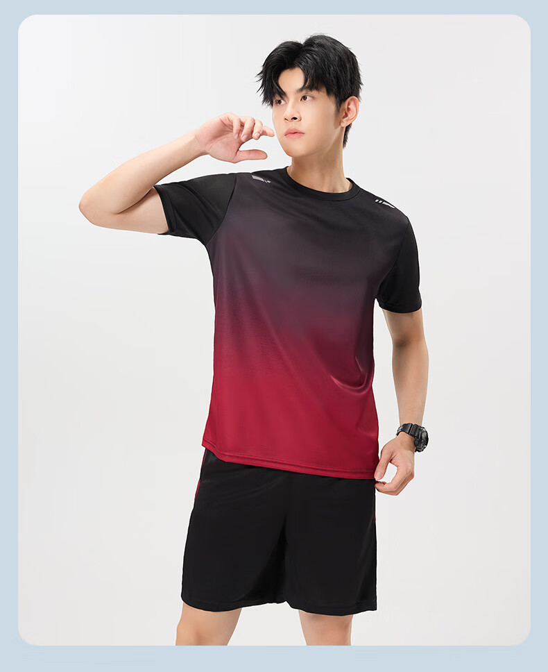 VICTORIATOURIST Sports Set for Men And Women, Indoor Fitness Wear, Quick-Dry Short-Sleeve T-Shirt, Badminton And Basketball Training Shorts, Running Gear 27