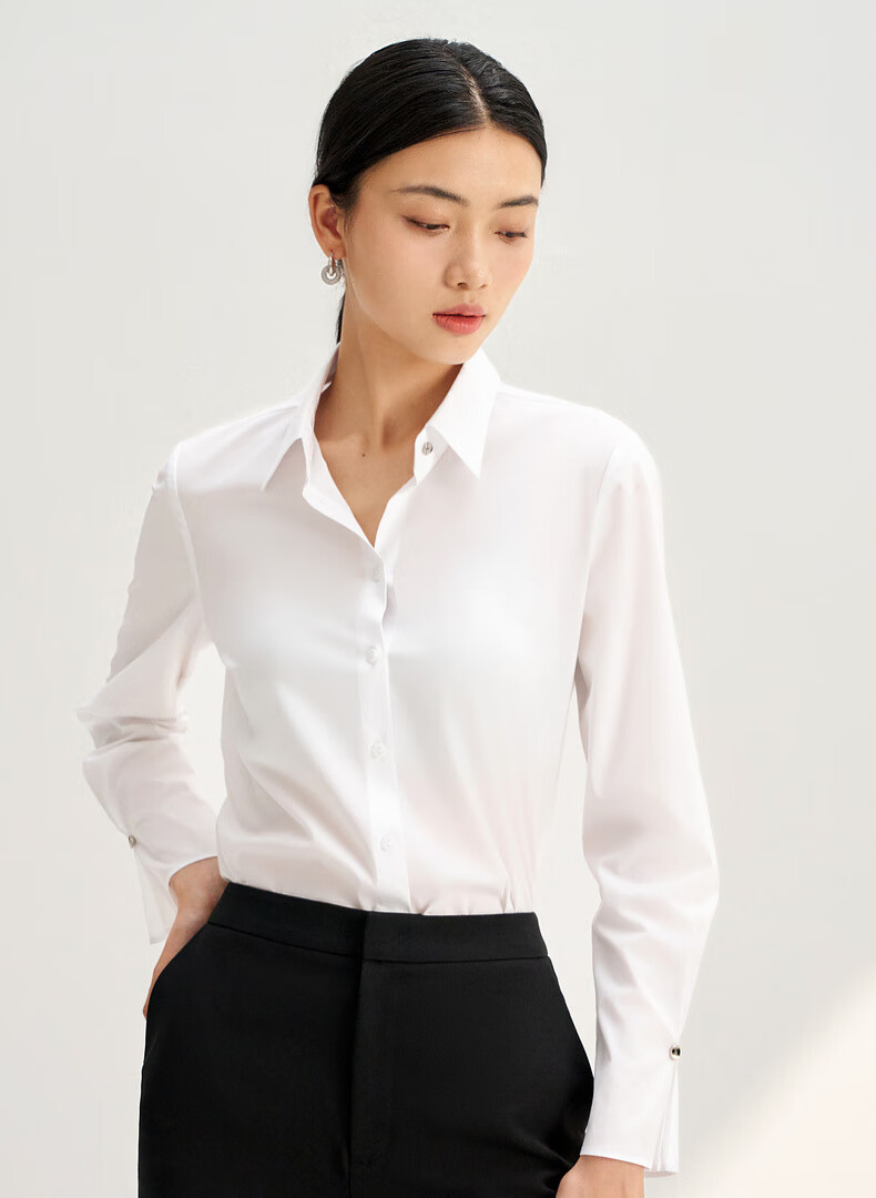 G2000 Modal Stretch Women's Comfortable Skin-Friendly Spring Summer Office Long Sleeve Shirt Ice Blue 34 1