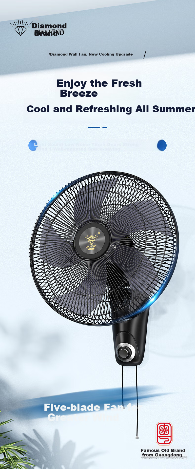 Zuanshipai Wall-Mounted Fan, Wall-Hanging Electric Fan, Home Remote Control Oscillating Wall Fan, Industrial Large Airflow Fan for Dormitory And Restaurant, FB-45K 1