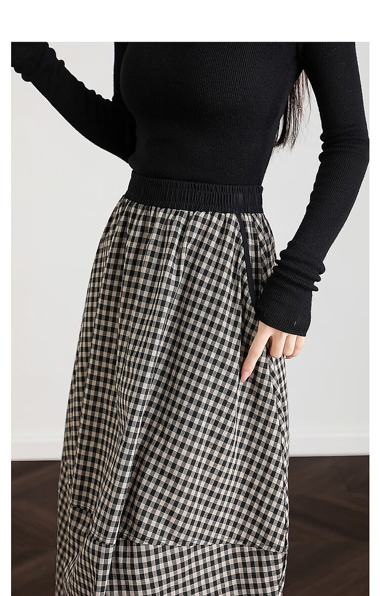 Dme [Niche Design] Autumn Retro Casual Striped Lantern Skirt Comfortable Slimming Mid-Length A-Line Skirt for Wome 11