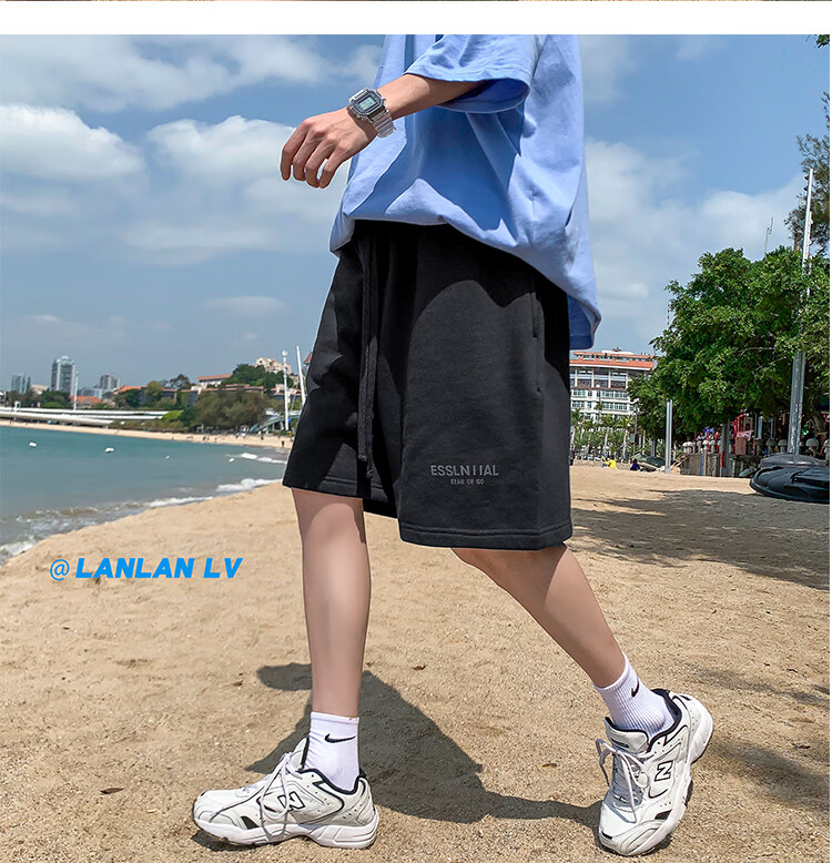 IZEXX Casual Shorts for Men, Summer Lightweight American High Street Loose Fit Sports Beach Shorts, Versatile IZ67 Gray M 8