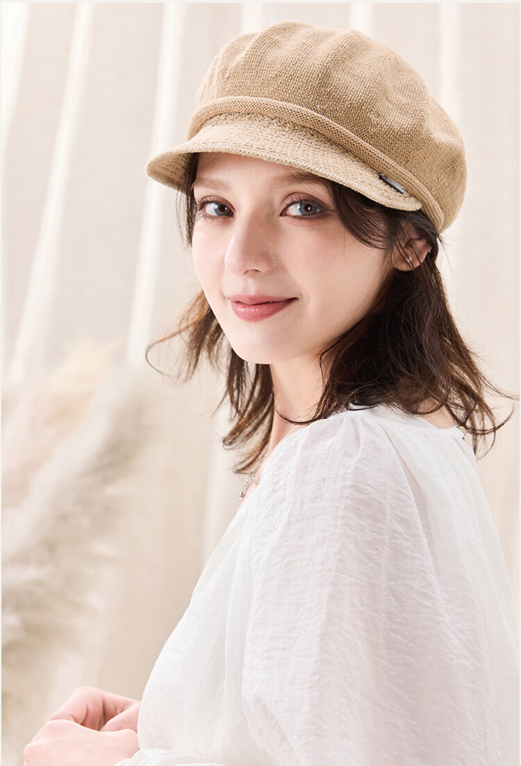 JIUMU Women's Linen Beret Hat Versatile Summer Painter Cap Octagonal Newsboy Cap Girl's Beret Hat 15