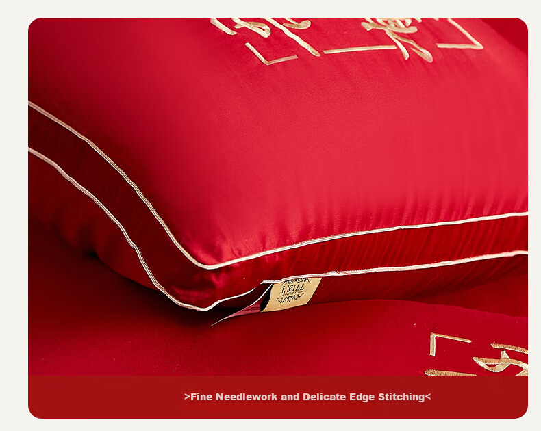 I-WILL Wedding Celebration Pillows Pair Red Double Happiness Couple Home Wedding Pillow Core 48*74cm 17
