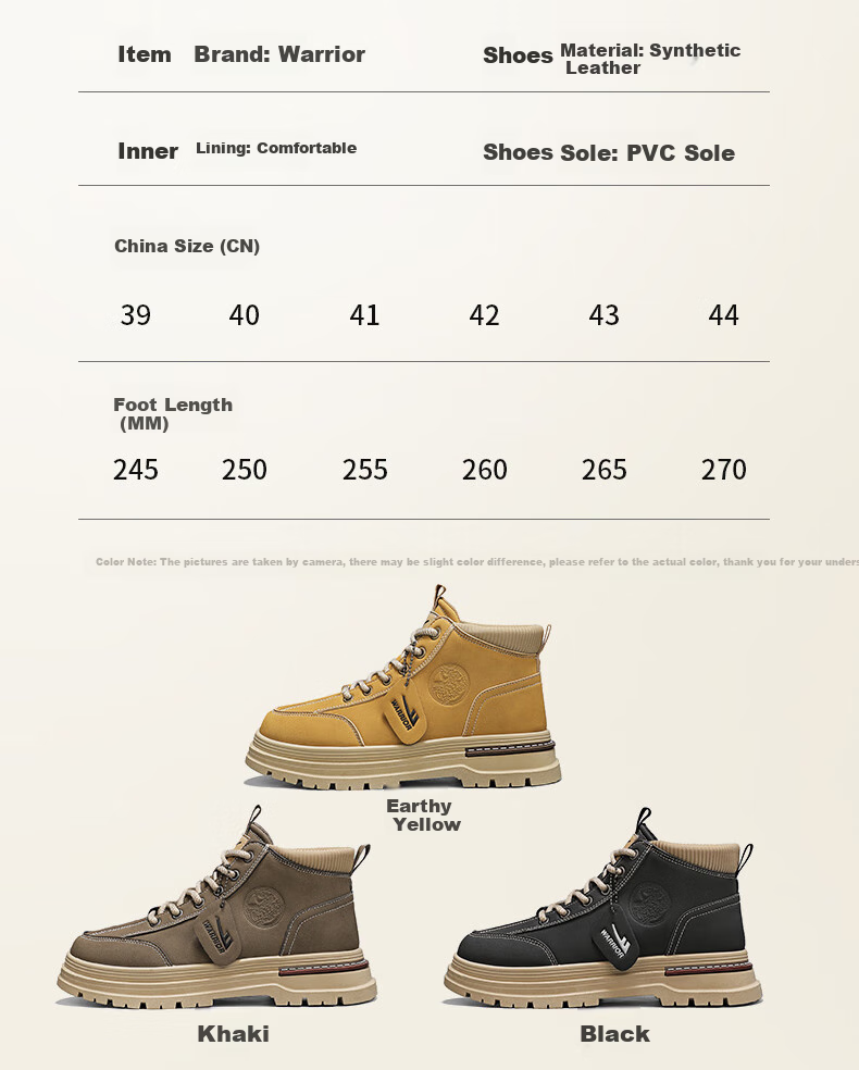 Huili Men's New Martin Boots, High-Top Retro Casual Shoes, Versatile Work Boots, Brown, Size 39 7