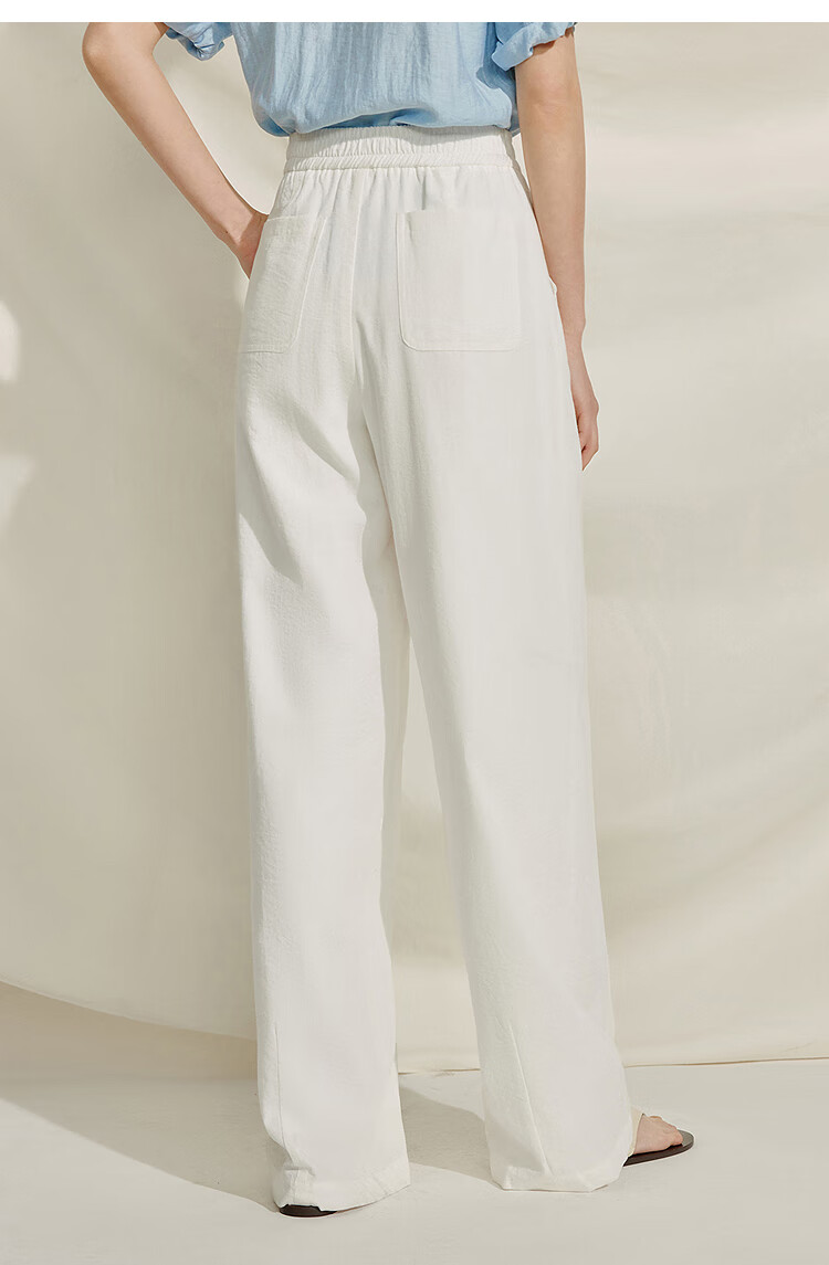 INMAN [Same As in Fashion Shows] French Draping Wide-Leg Straight Pants for Women, Summer 2026 Long Trousers, Pearl White, Size S 10