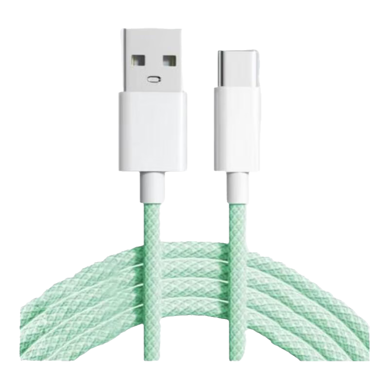 Nengshi Type-C Data Cable, 100W Fast Charging, 6A Charging Cord, Suitable for Huawei Nova Series, Xiaomi Vivo Honor OPPO Phones, Type-C Extended Braided Cable, 1.5 Meters, Gree