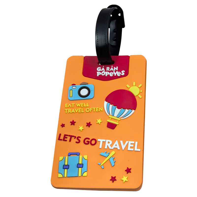 Xinqin Luggage Tag, Travel Portable Carry-On Tag, Cartoon Creative Luggage Check-In Pendant Label, Anti-Loss Hanging Tag, Orange