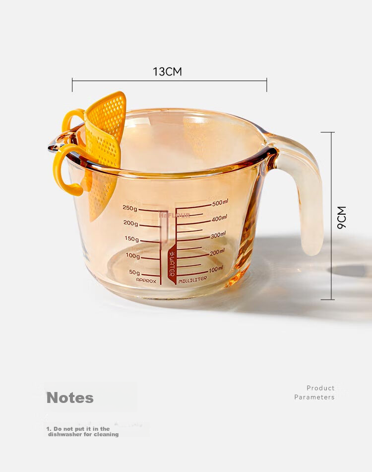 Mohuanchufang Glass Measuring Cup with Scale, Heat-Resistant Rice Washing Tool, Food-Grade Baking Filter, Egg Liquid Container, Home Breakfast Milk Cup 18