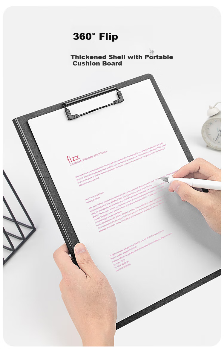 Fizz High-Quality A4 Vertical Thickened Hard File Folder/Leaving Board/Folded Board/Colorful Document Folder/Office Supplies Poetry Recitation Contract Board Exam Paper Storage Folder White A6381 4