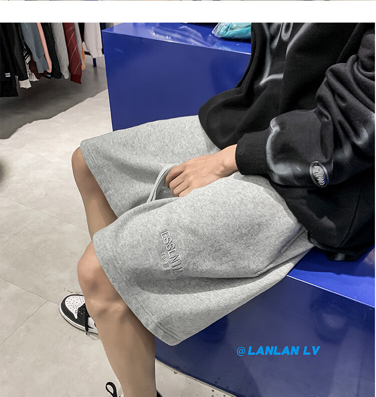 IZEXX Casual Shorts for Men, Summer Lightweight American High Street Loose Fit Sports Beach Shorts, Versatile IZ67 Gray M 15