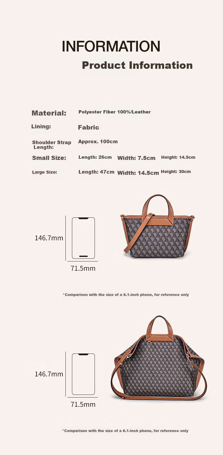 DISSONA Lucky Charm Foldable Earrings Bag, Women's Handbag, Monogram Shoulder Bag, Tote Bag with Handle, Birthday Gift, Brow 4