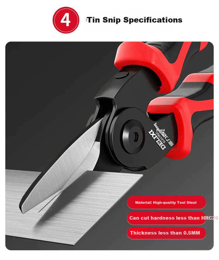 DELIXI ELECTRIC 5-In Multifunctional Pliers Set Including Wire Cutters, Pliers, Strippers, Electrician's Crimping Pliers 8