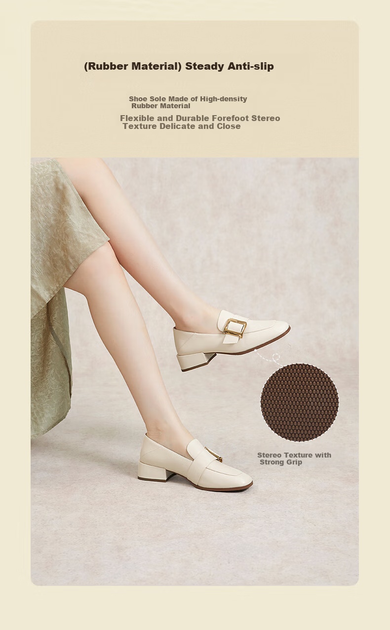 C.BANNER Women's Loafers, Fashionable Slip-On Shoes, Comfortable Leather Shoes, Peas Shoes A22405858 Beige 37 5