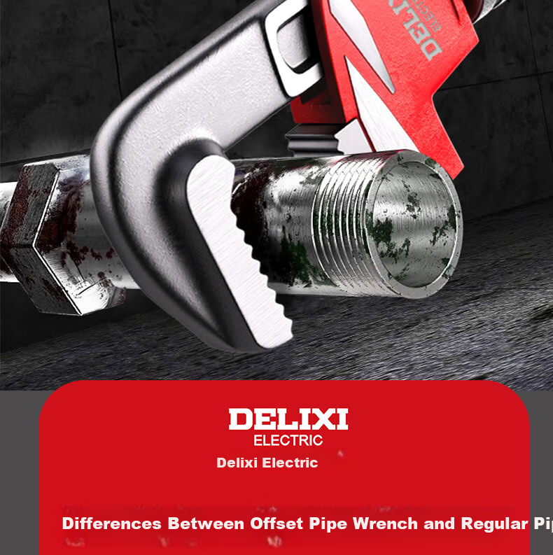 DELIXI ELECTRIC Multi-Function Offset Pipe Wrench Plumbing Pliers Angled Pipe Wrench Heavy-Duty 10-Inch Tongue-and-Groove Pliers 2