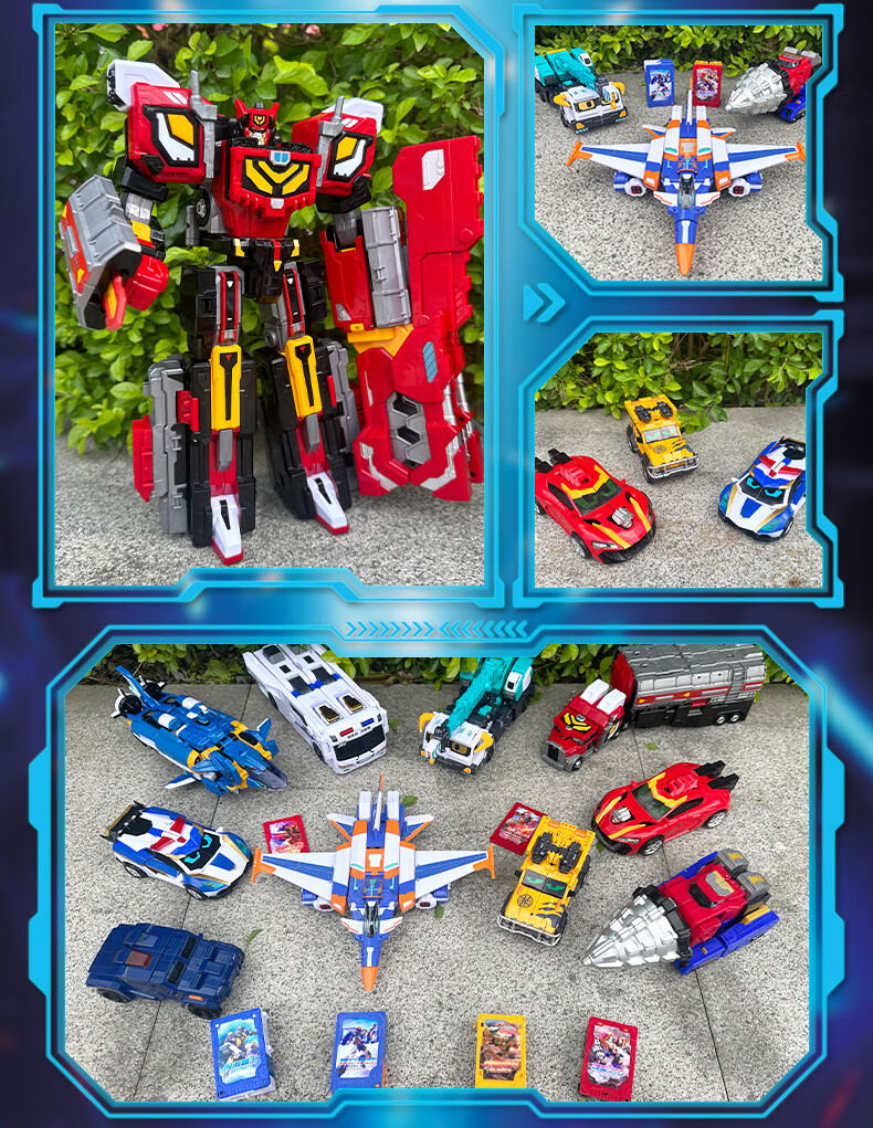 JUMPGO Flash Card Fighter Toy Boys Gift Transforming Robot Blue Thunder King 8159 6